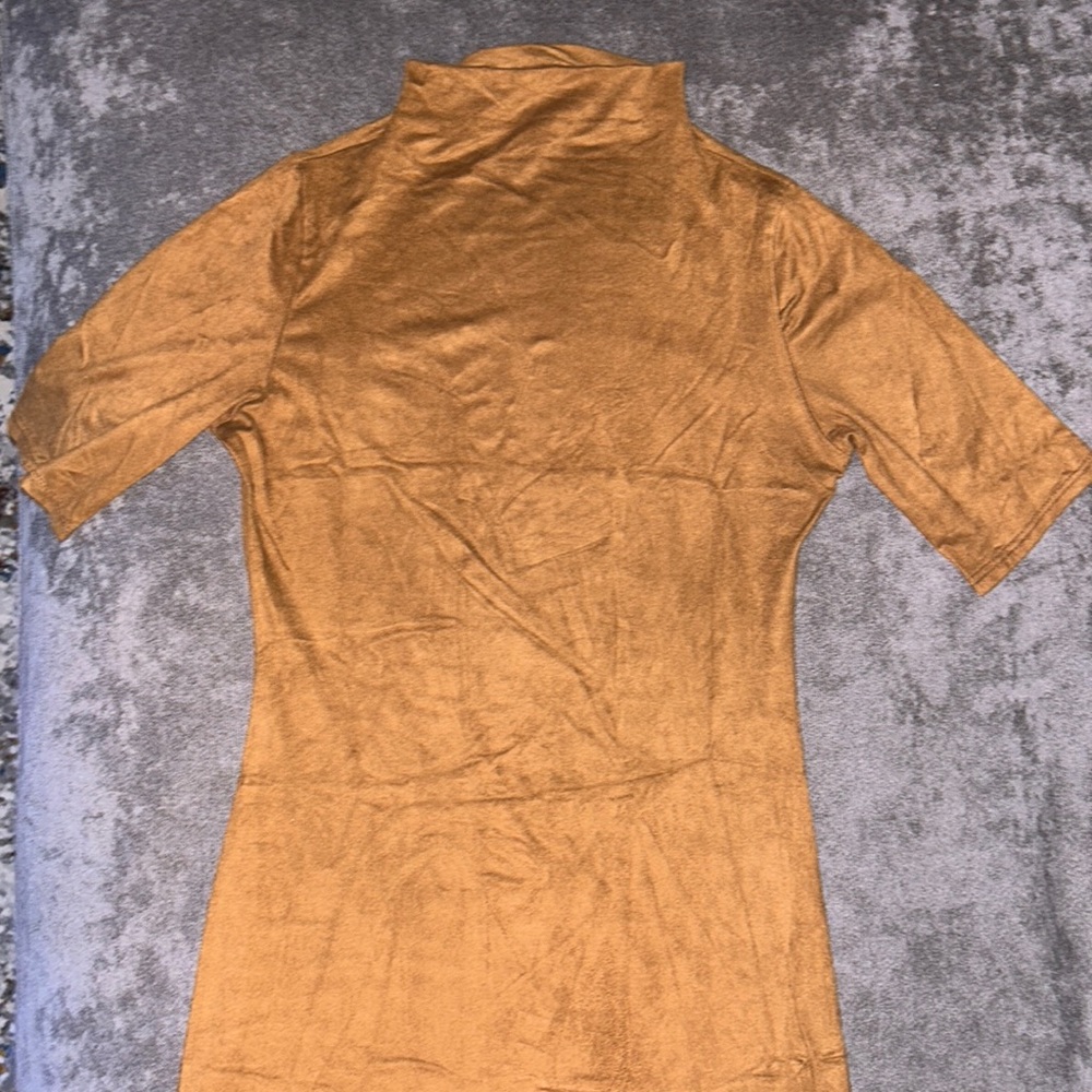 Suede Brown T-shirt Dress - Blue Blush
